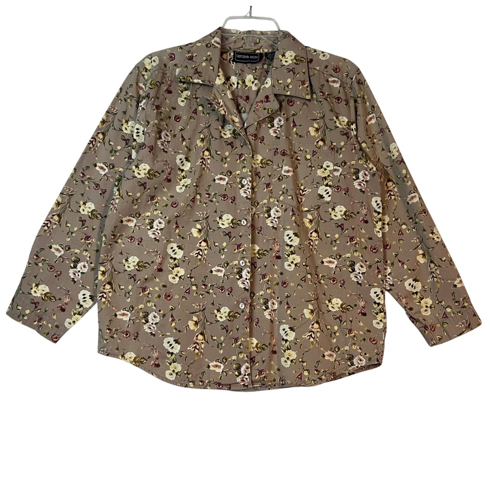 Vintage California‎ Krush Floral Print Button Down Long Sleeve Shirt Medium